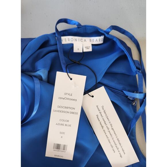 NWD Veronica Beard Sanderson Silk Satin Cowlneck Maxi Dress Gown Sz 8 Blue 2M455 - Picture 8 of 16